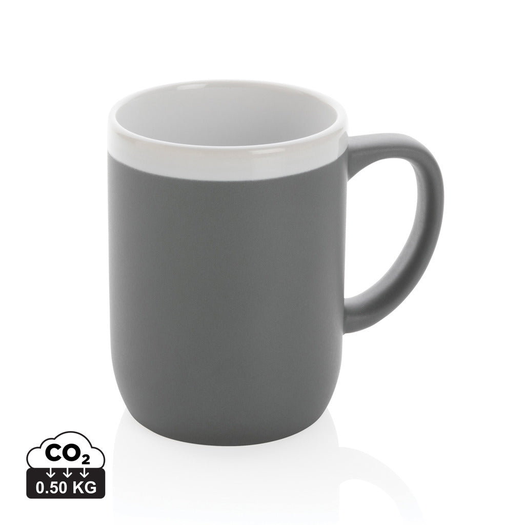 Ceramic mug with white rim 300ml - Grey