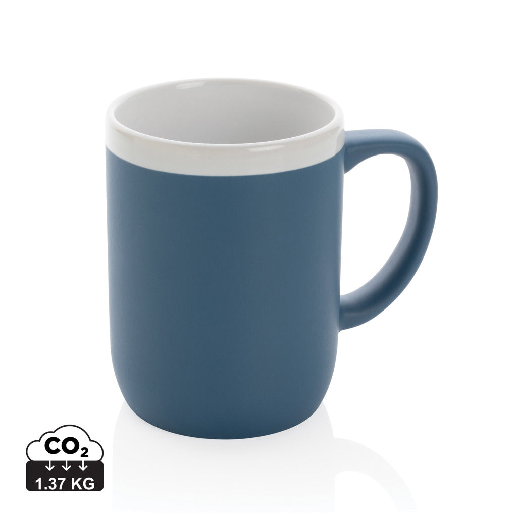 Ceramic mug with white rim 300ml - Blue
