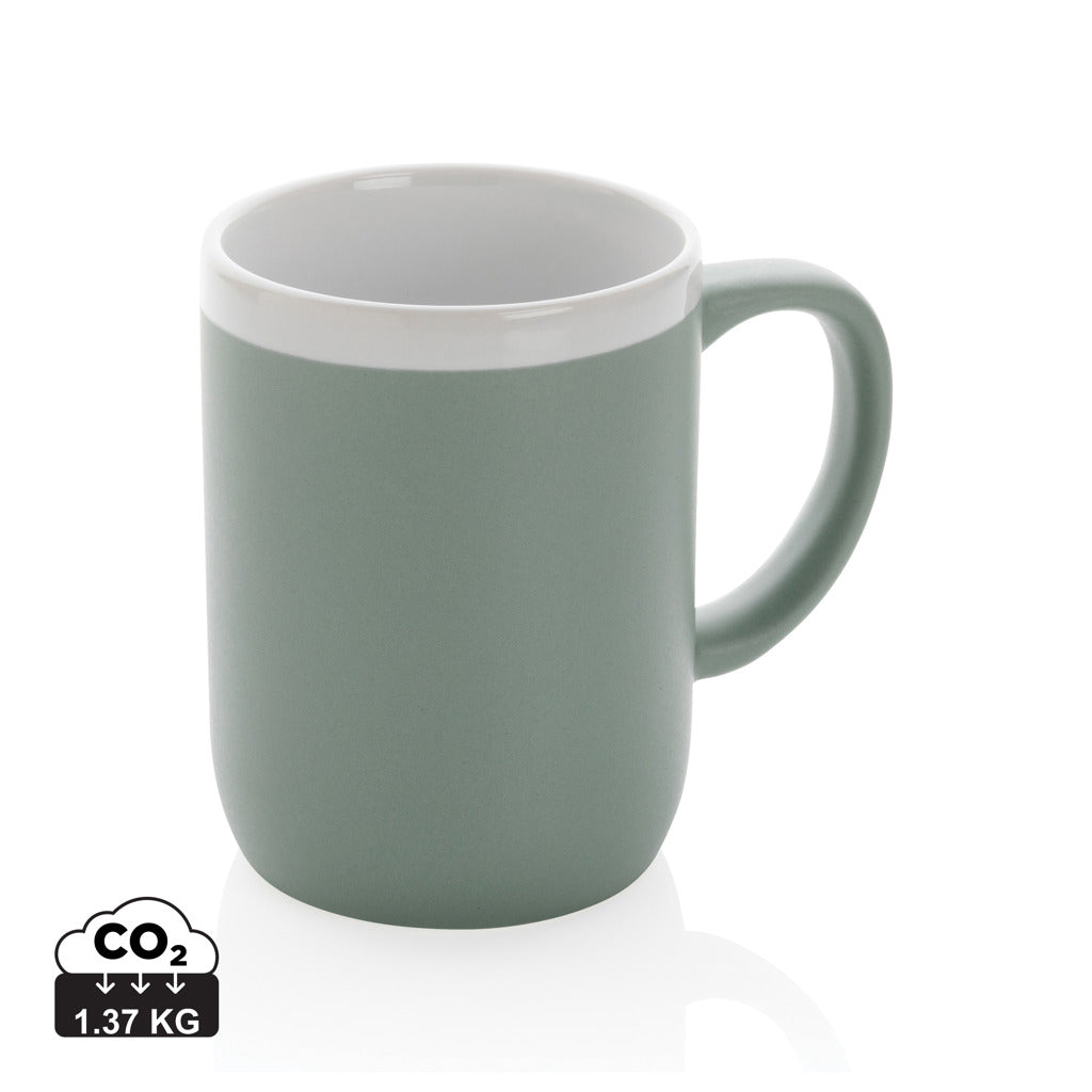 Ceramic mug with white rim 300ml - Green