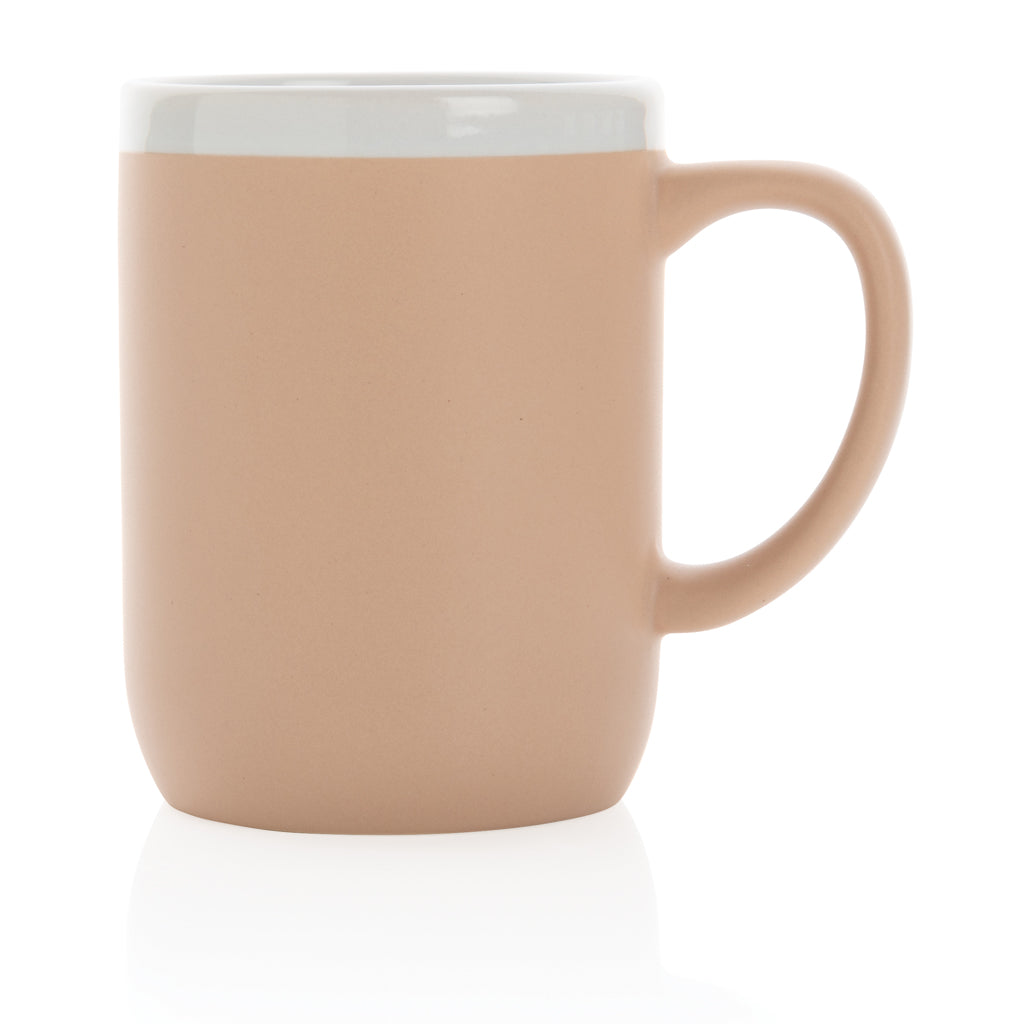 Ceramic mug with white rim 300ml - Brown