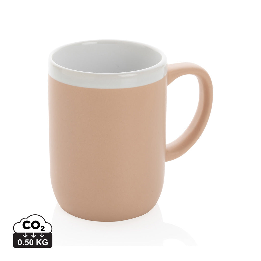 Ceramic mug with white rim 300ml - Brown