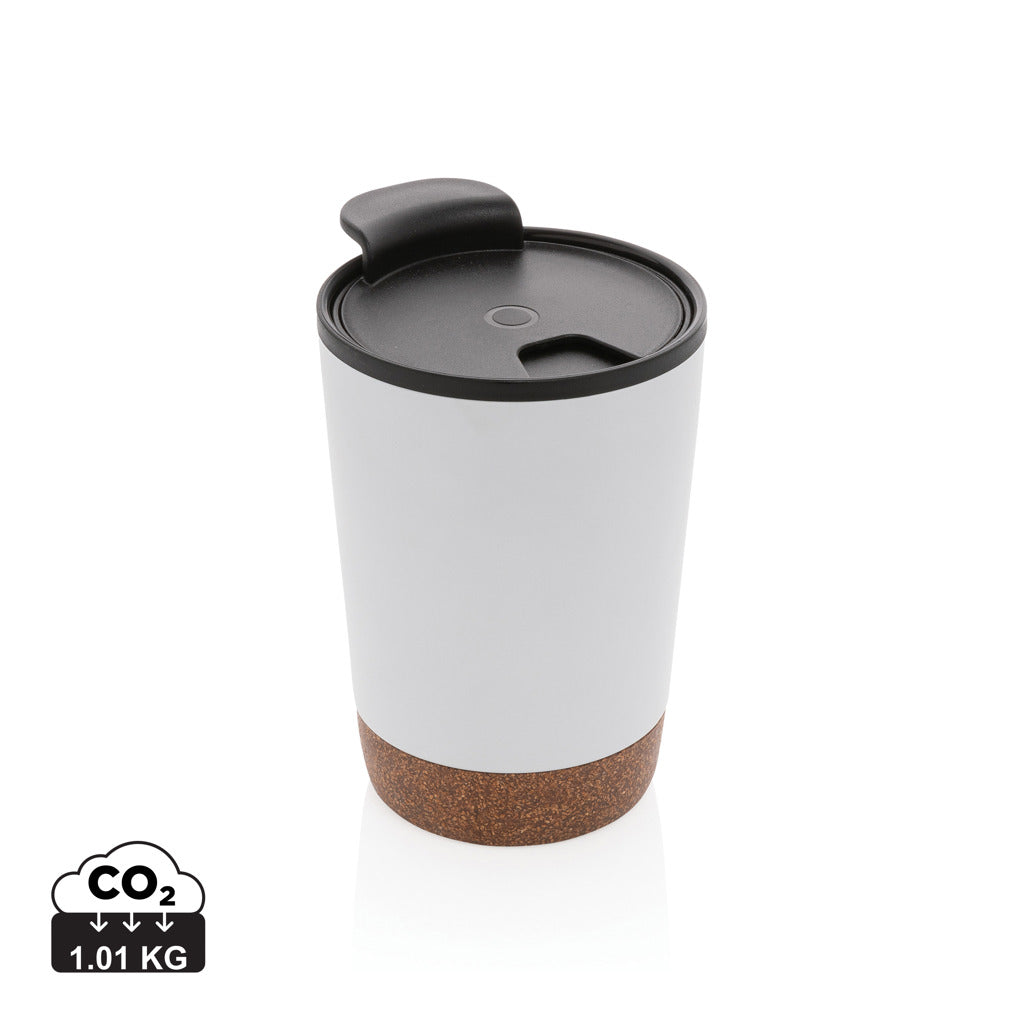 RCS Recycled stainless steel cork coffee tumbler - White