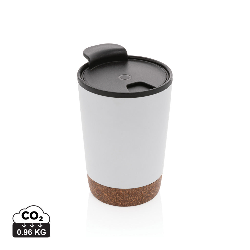 RCS Recycled stainless steel cork coffee tumbler - White