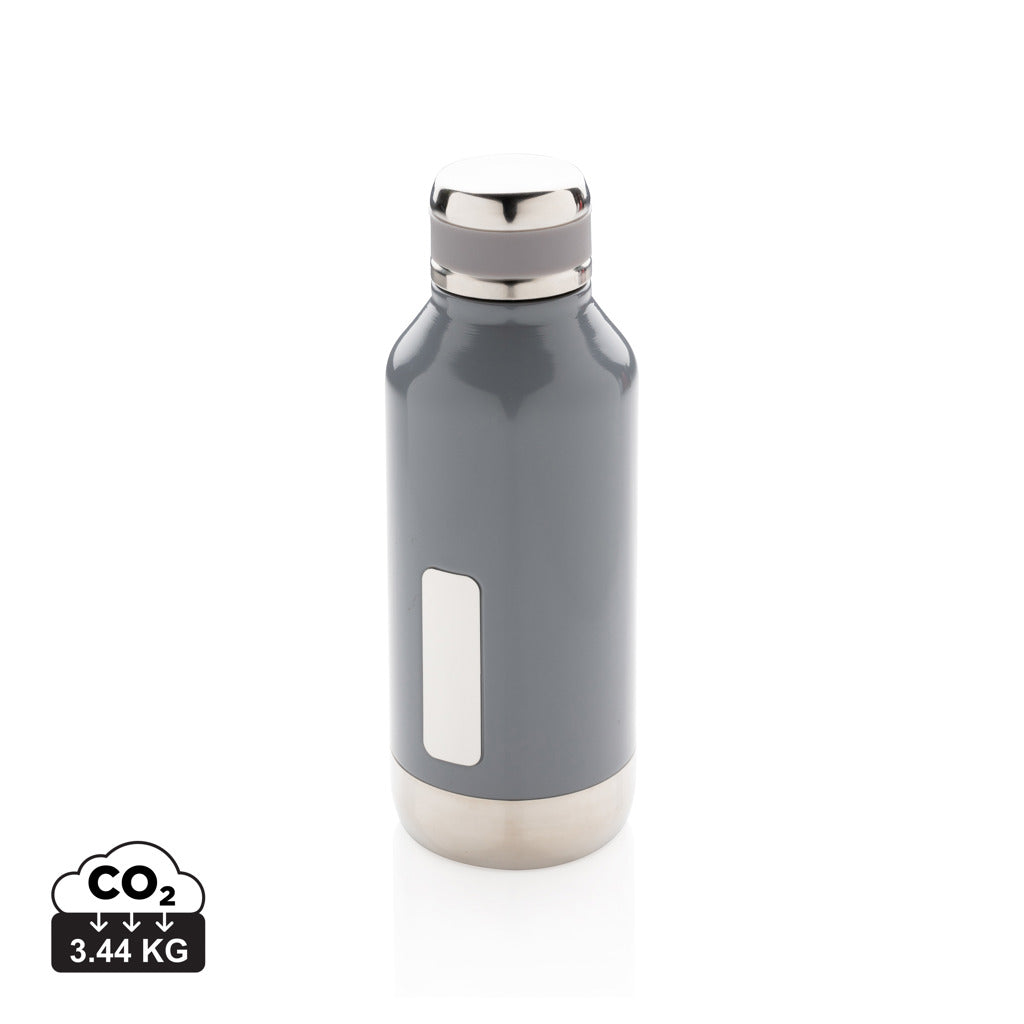 Leak proof vacuum bottle with logo plate - Grey