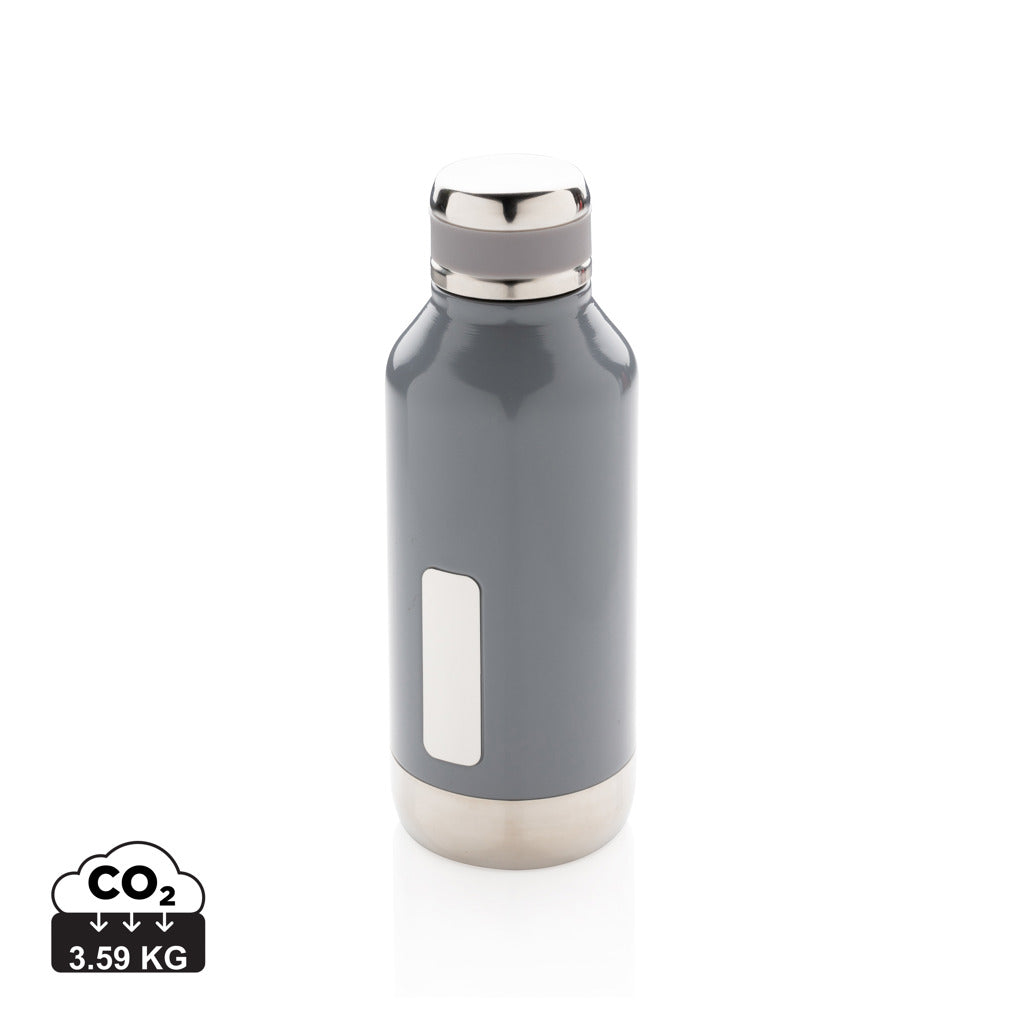 Leak proof vacuum bottle with logo plate - Grey