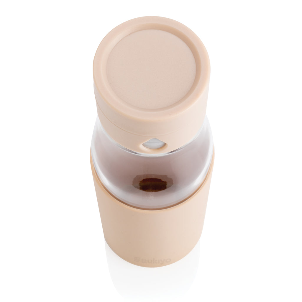 Ukiyo glass hydration tracking bottle with sleeve - Brown