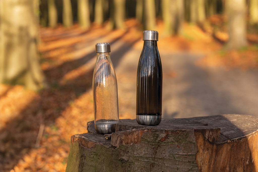 Leakproof water bottle with stainless steel lid - Transparent