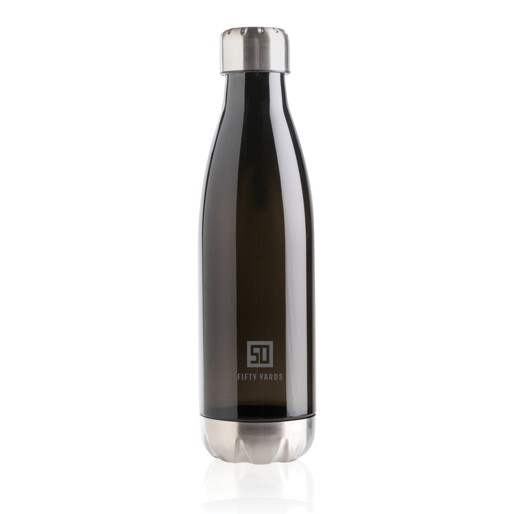 Leakproof water bottle with stainless steel lid - Black