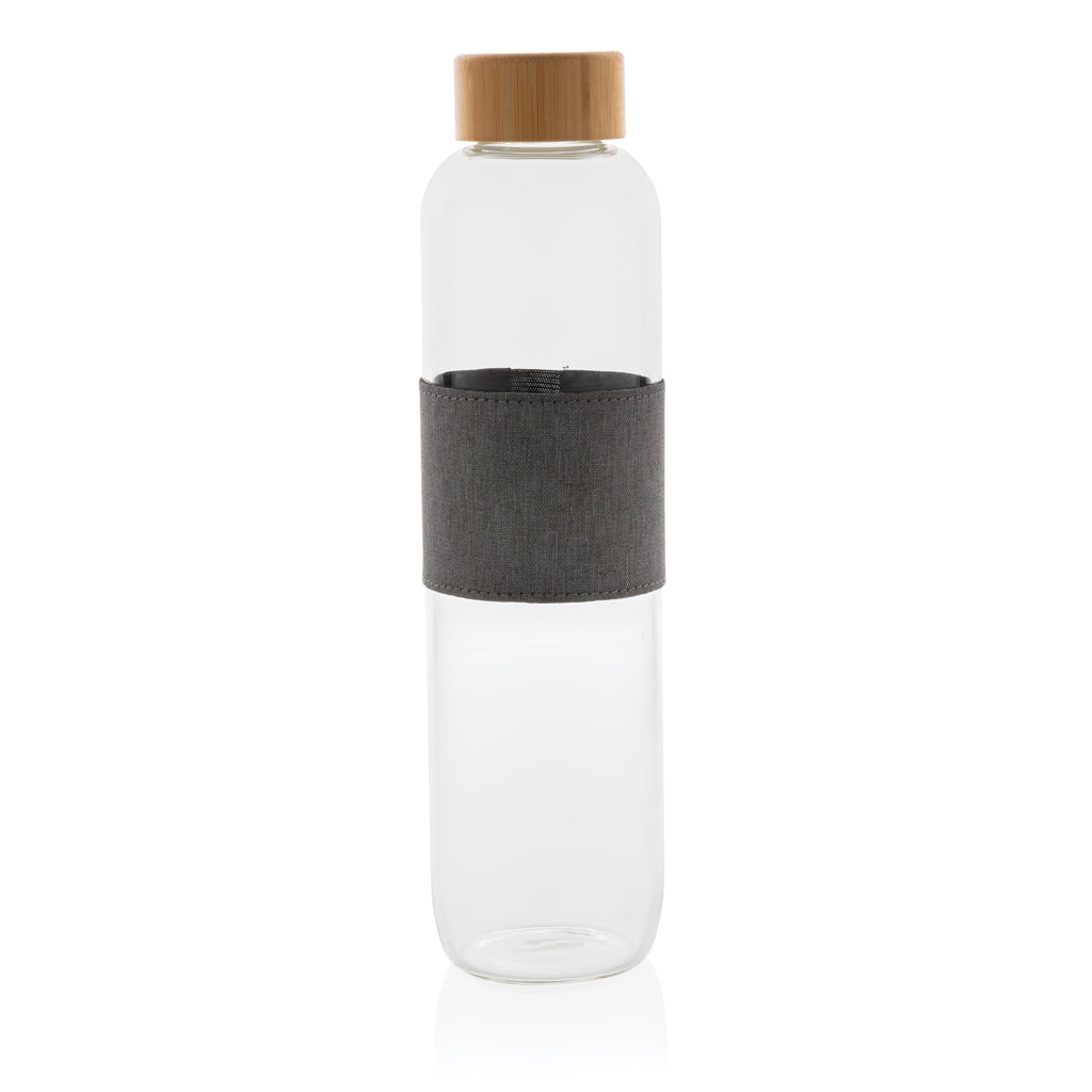 Impact borosilicate glass bottle with bamboo lid - Transparent