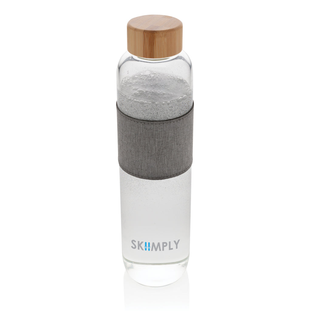 Impact borosilicate glass bottle with bamboo lid - Transparent