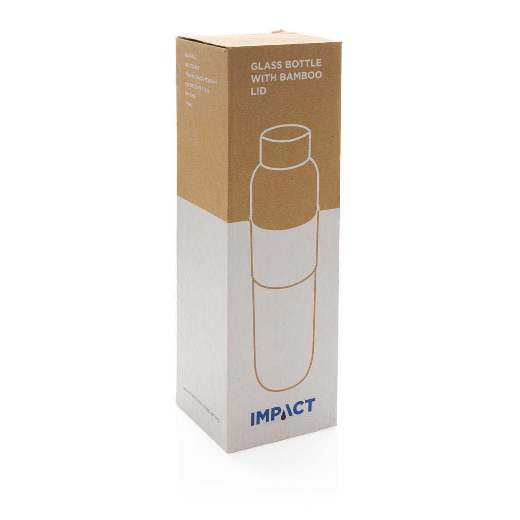 Impact borosilicate glass bottle with bamboo lid - Transparent