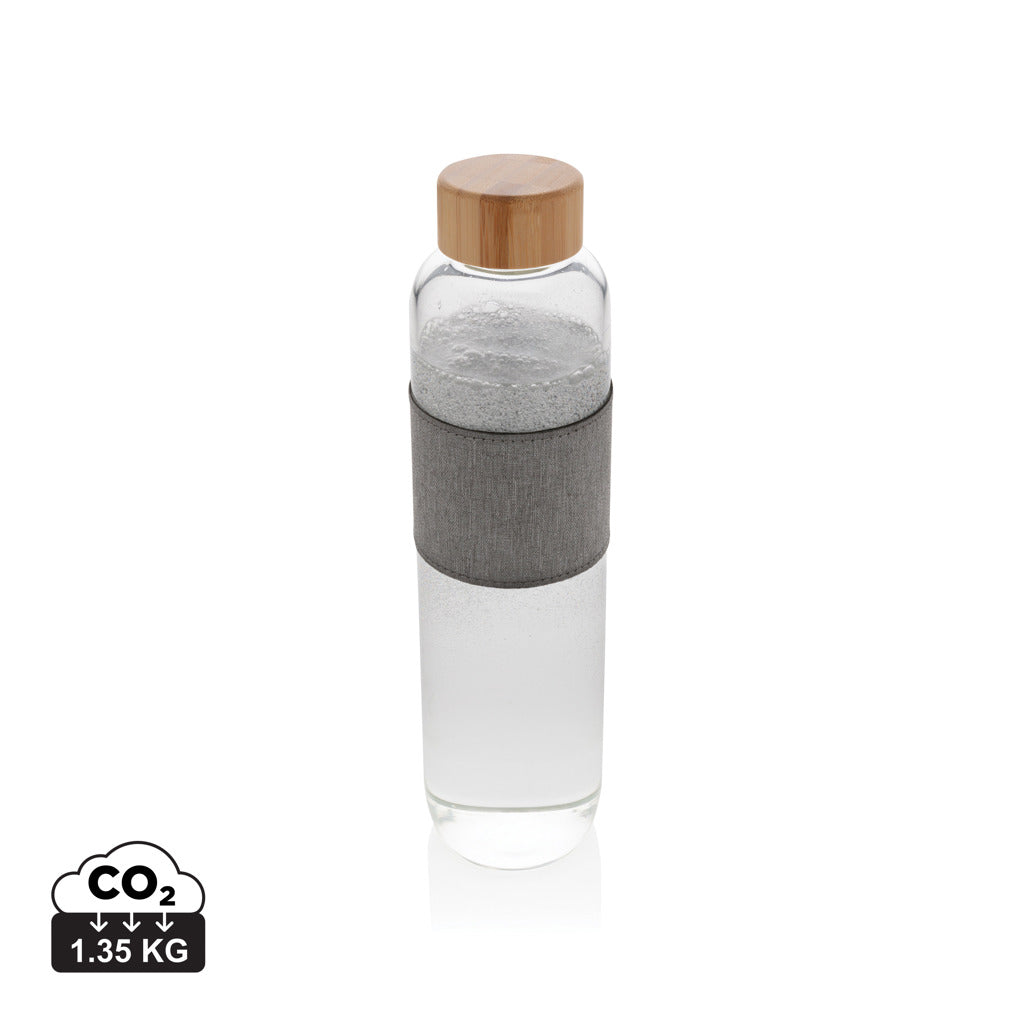 Impact borosilicate glass bottle with bamboo lid - Transparent