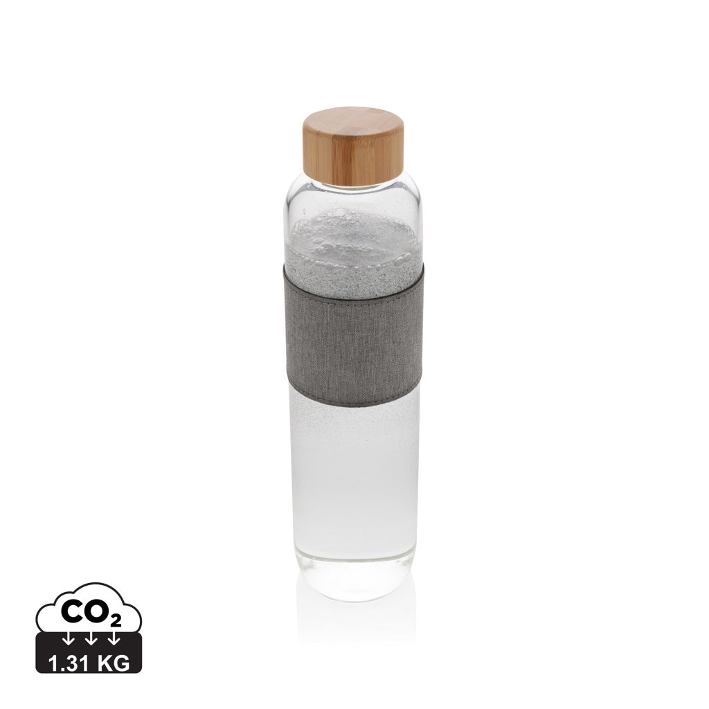 Impact borosilicate glass bottle with bamboo lid - Transparent