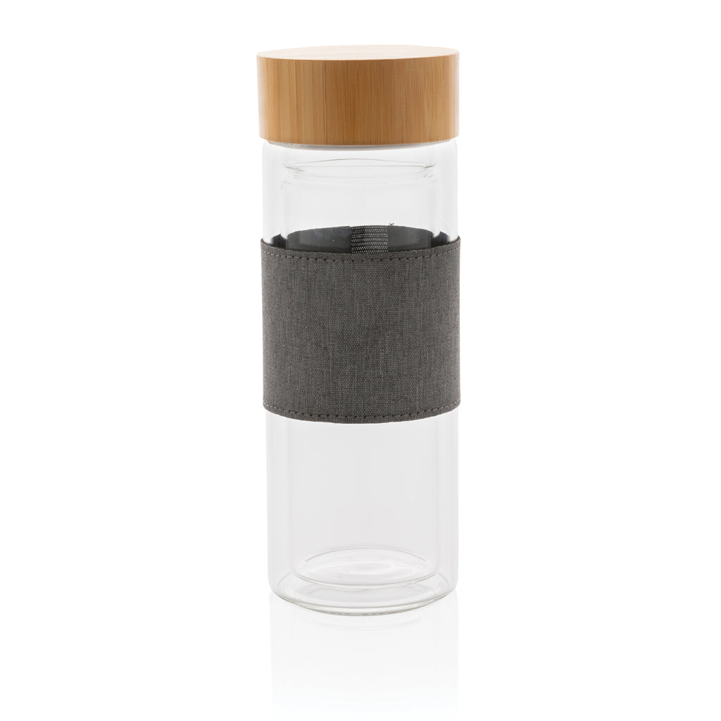Impact double wall borosilicate glass bottle - Transparent