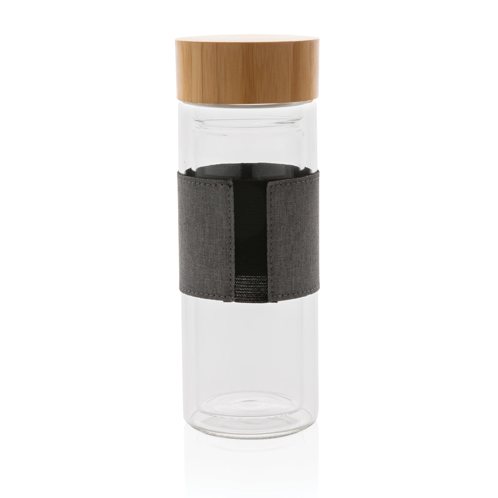 Impact double wall borosilicate glass bottle - Transparent