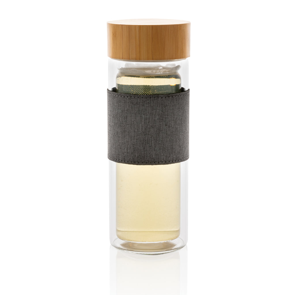 Impact double wall borosilicate glass bottle - Transparent