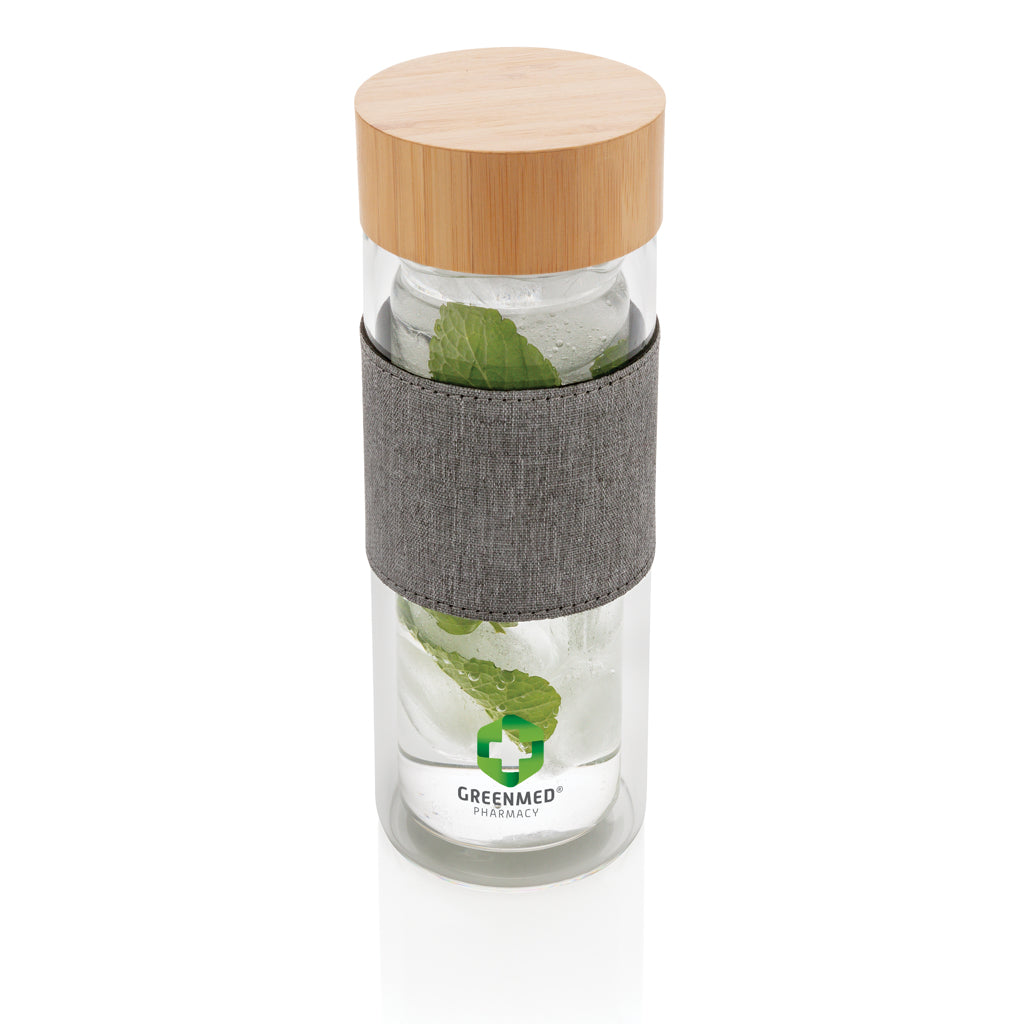 Impact double wall borosilicate glass bottle - Transparent