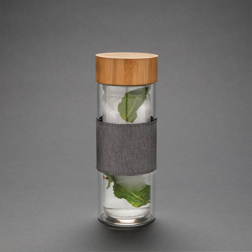 Impact double wall borosilicate glass bottle - Transparent