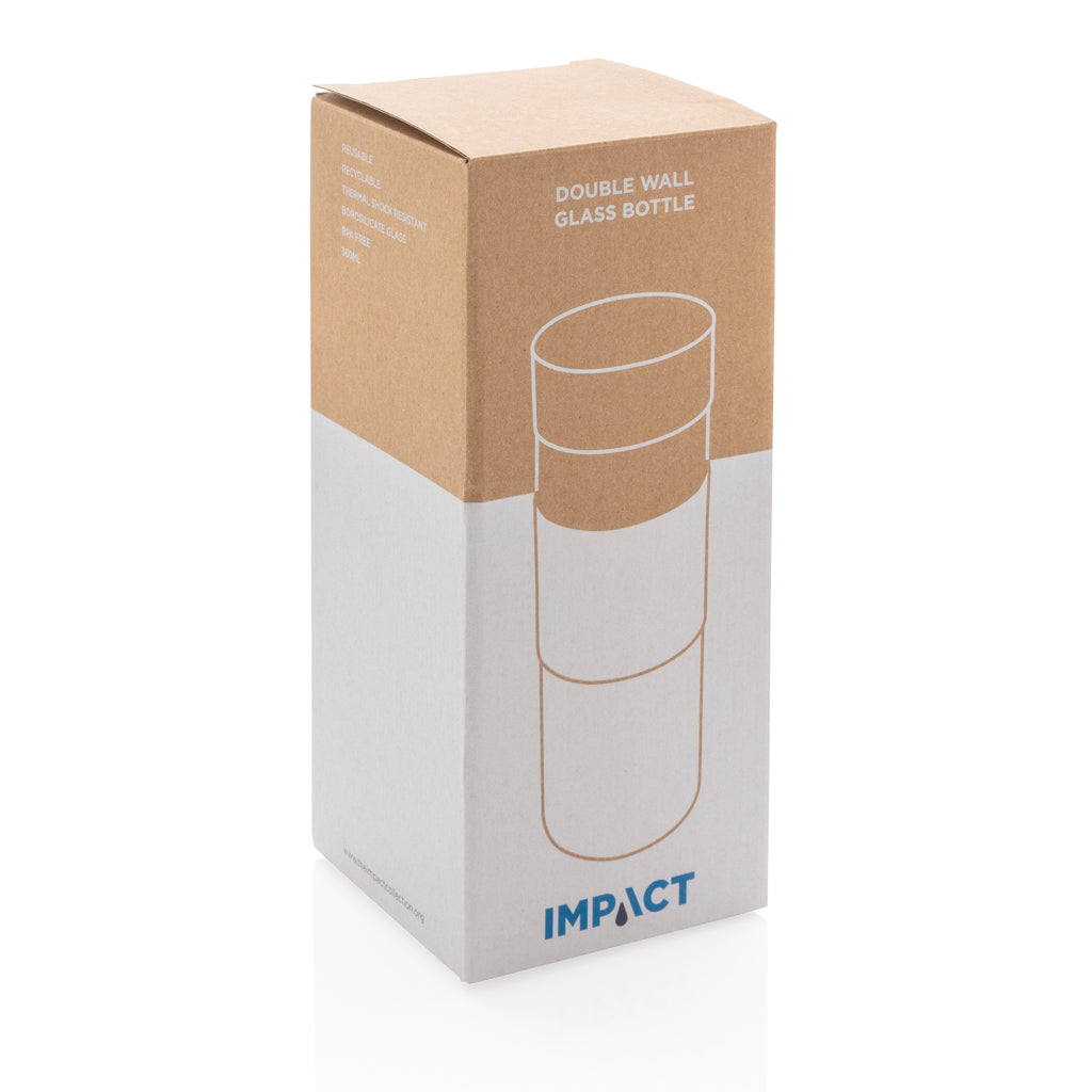 Impact double wall borosilicate glass bottle - Transparent