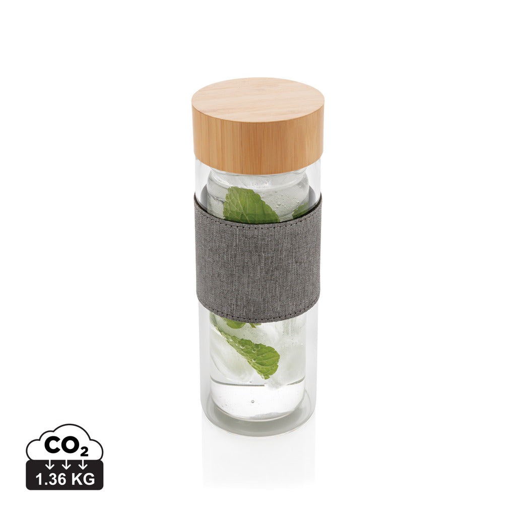 Impact double wall borosilicate glass bottle - Transparent