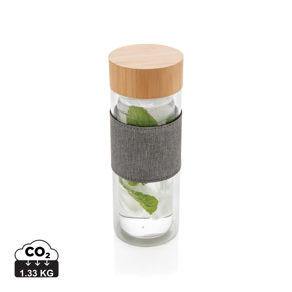 Impact double wall borosilicate glass bottle - Transparent