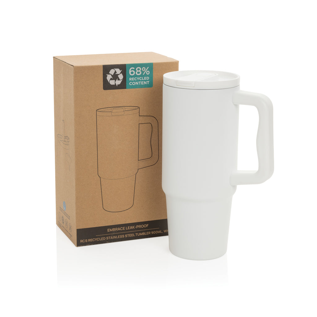 Embrace Leakproof RCS recycled stainless steel tumbler 900ml - White