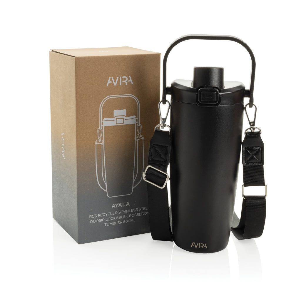 Avira Ayala RCS re-steel duosip lockable crossbody tumbler - Black