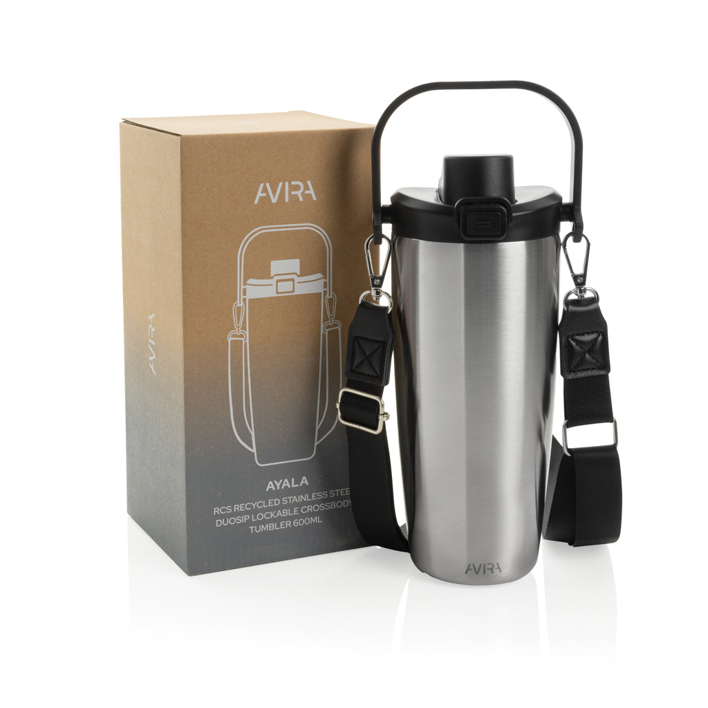 Avira Ayala RCS re-steel duosip lockable crossbody tumbler - Silver