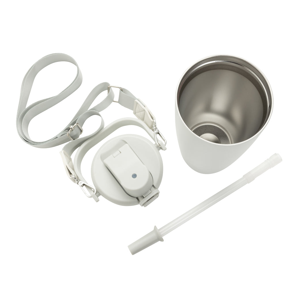 Avira Ayala RCS re-steel duosip lockable crossbody tumbler - White