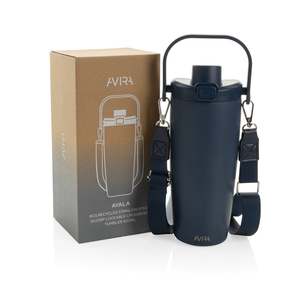 Avira Ayala RCS re-steel duosip lockable crossbody tumbler - Navy
