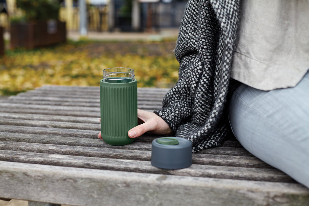 Black+Blum Glass Travel Cup 340ML - Olive Green