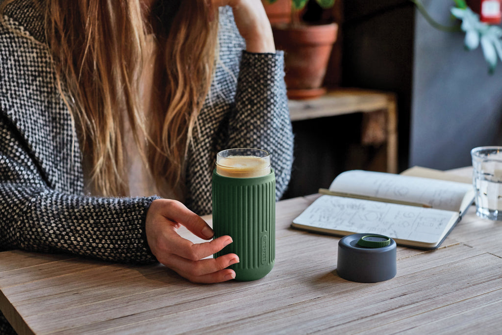 Black+Blum Glass Travel Cup 340ML - Olive Green