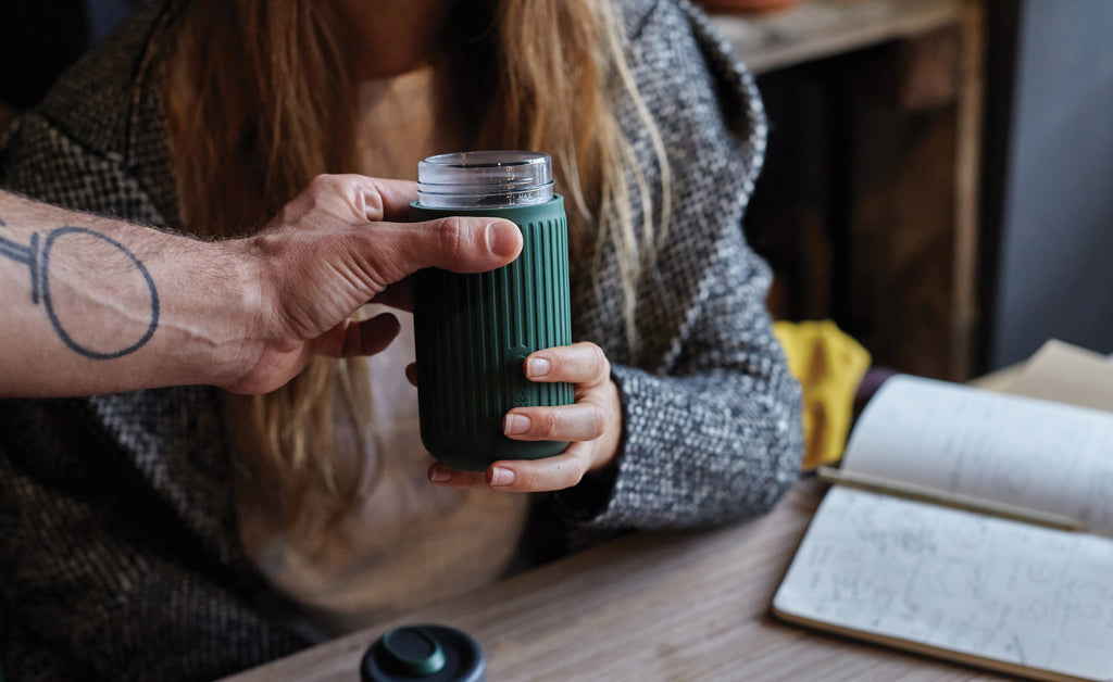 Black+Blum Glass Travel Cup 340ML - Olive Green
