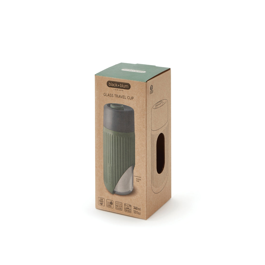 Black+Blum Glass Travel Cup 340ML - Olive Green