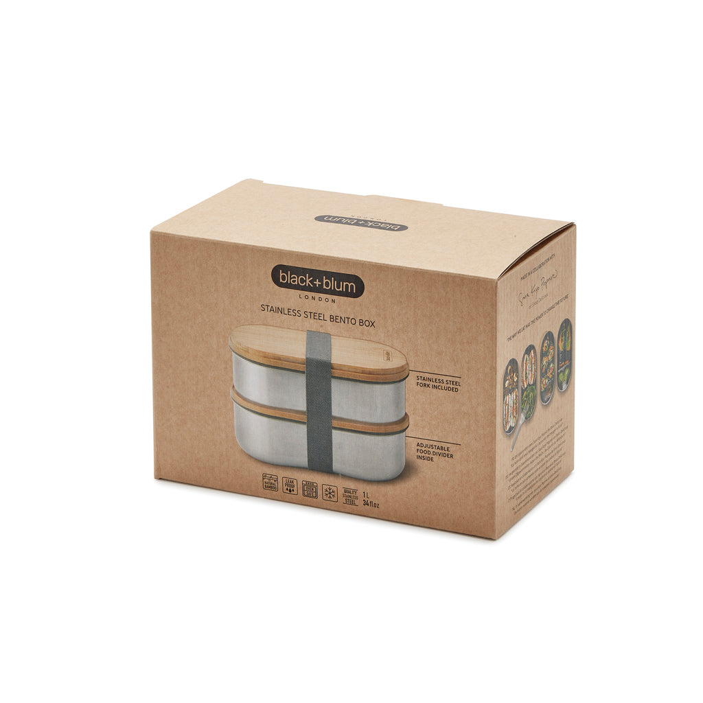 Black+Blum Stainless Steel Double Bento Box - Grey