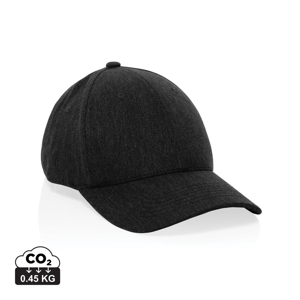 Milo AWARE™ recycled heather 6 panel cap 200gr - Black