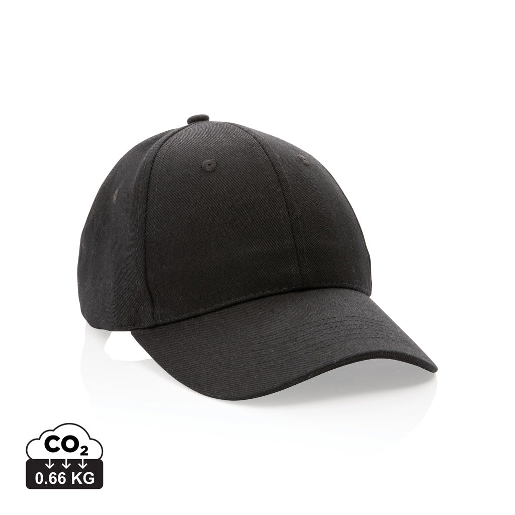Impact 6 panel 280gr Recycled cotton cap with AWARE™ tracer - Black