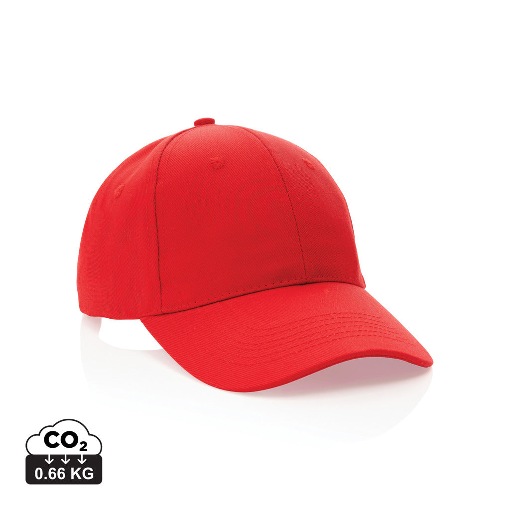 Impact 6 panel 280gr Recycled cotton cap with AWARE™ tracer - Red