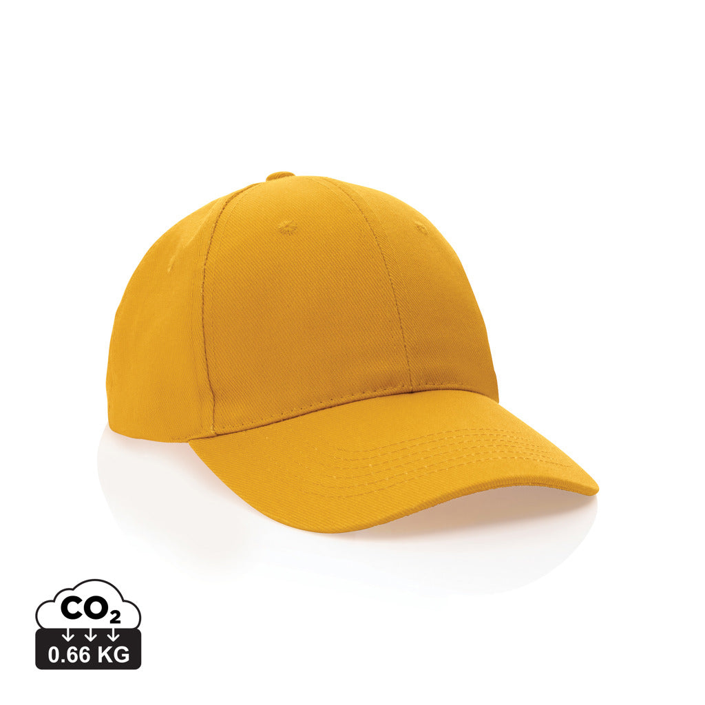 Impact 6 panel 280gr Recycled cotton cap with AWARE™ tracer - Yellow