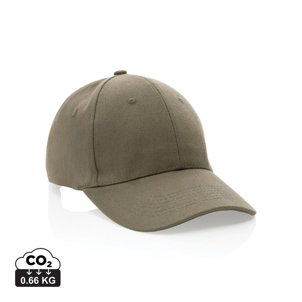 Impact 6 panel 280gr Recycled cotton cap with AWARE™ tracer - Green
