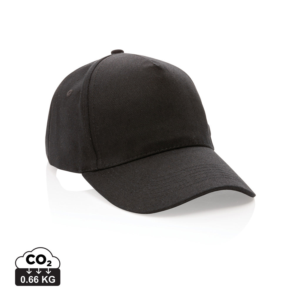 Impact 5panel 280gr Recycled cotton cap with AWARE™ tracer - Black