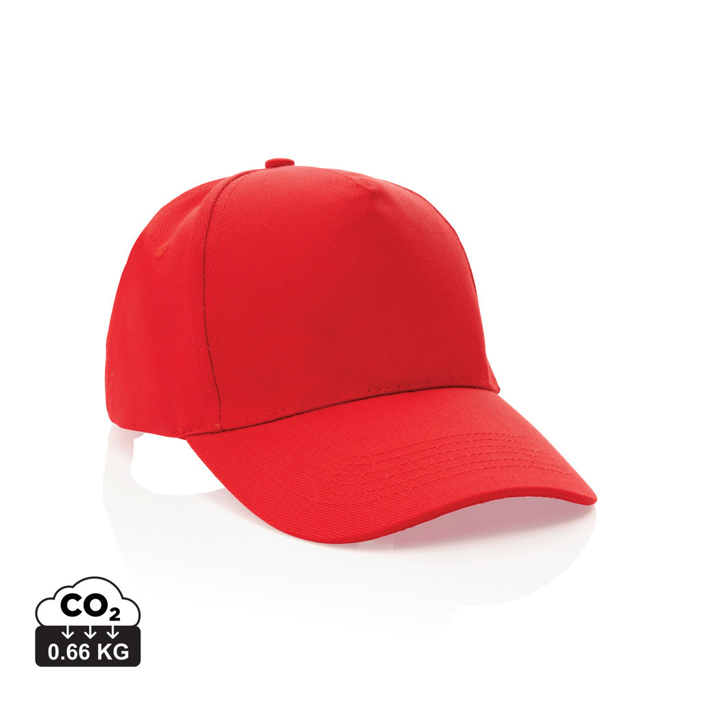 Impact 5panel 280gr Recycled cotton cap with AWARE™ tracer - Red