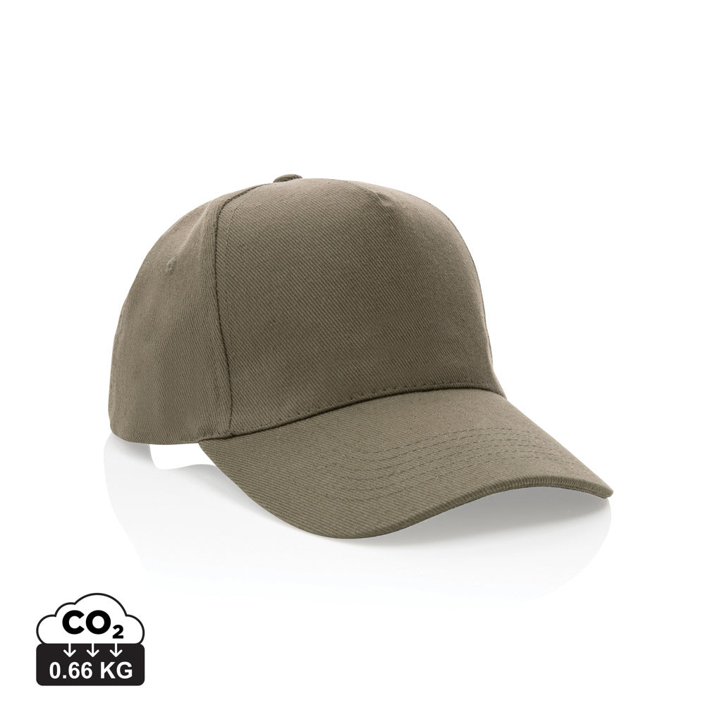 Impact 5panel 280gr Recycled cotton cap with AWARE™ tracer - Green