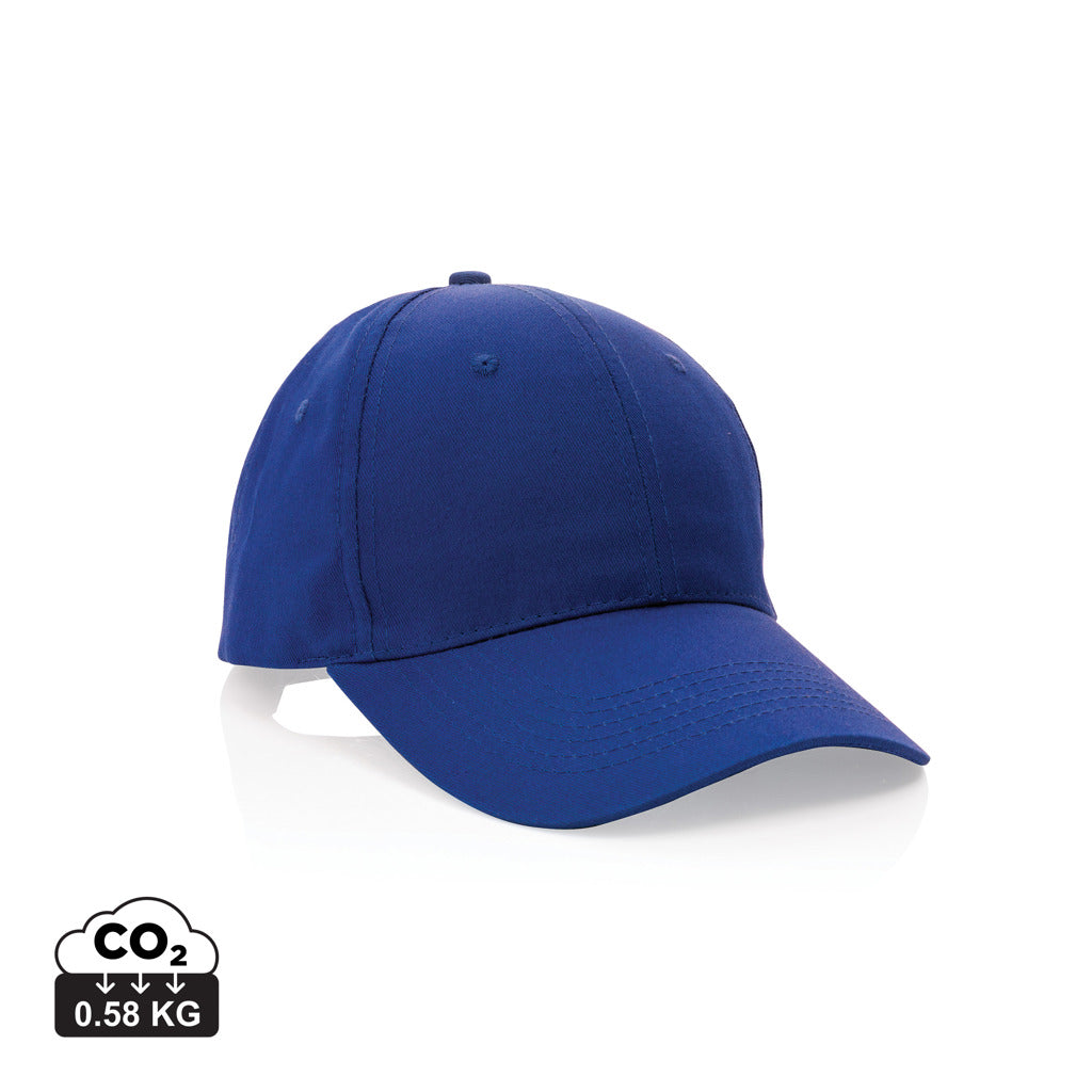 Impact 6 panel 190gr Recycled cotton cap with AWARE™ tracer - Blue
