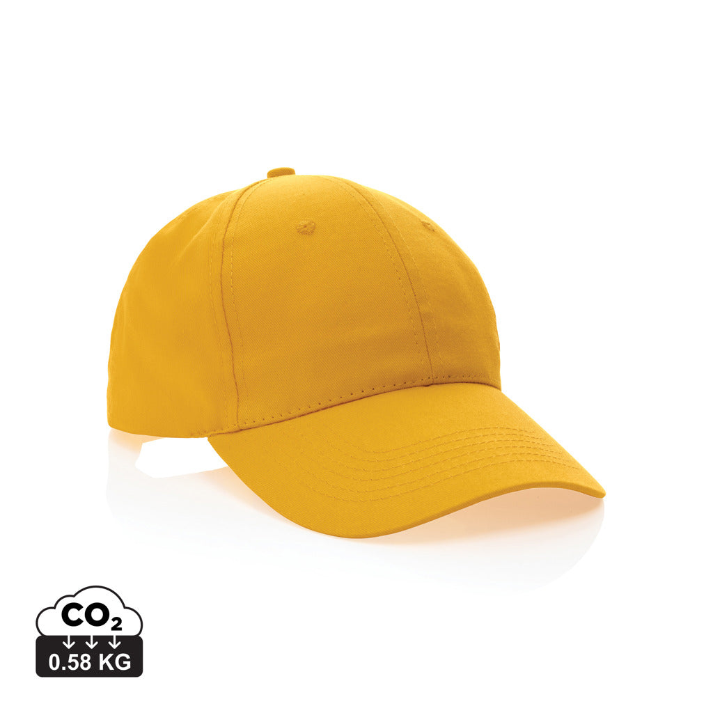 Impact 6 panel 190gr Recycled cotton cap with AWARE™ tracer - Yellow