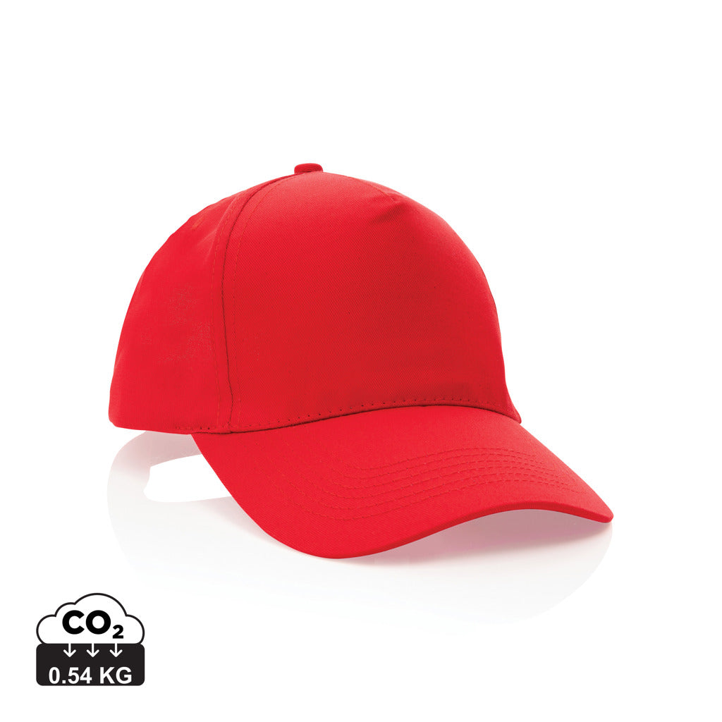 Impact 5 panel 190gr Recycled cotton cap with AWARE™ tracer - Red