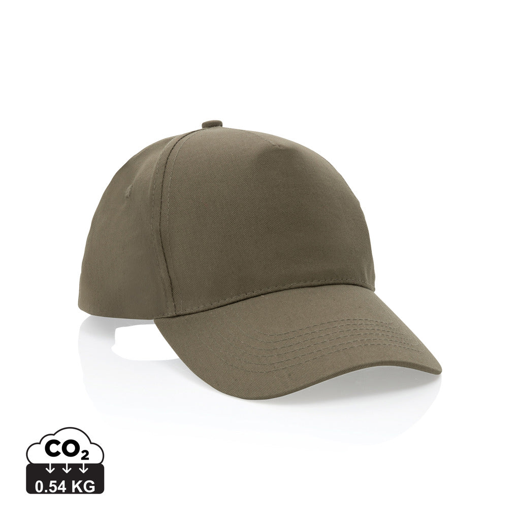 Impact 5 panel 190gr Recycled cotton cap with AWARE™ tracer - Green