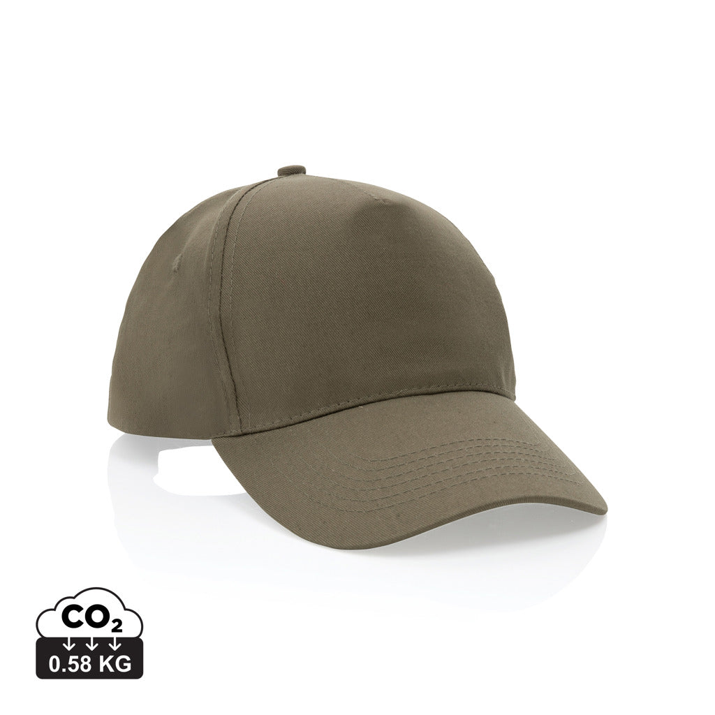 Impact 5 panel 190gr Recycled cotton cap with AWARE™ tracer - Green