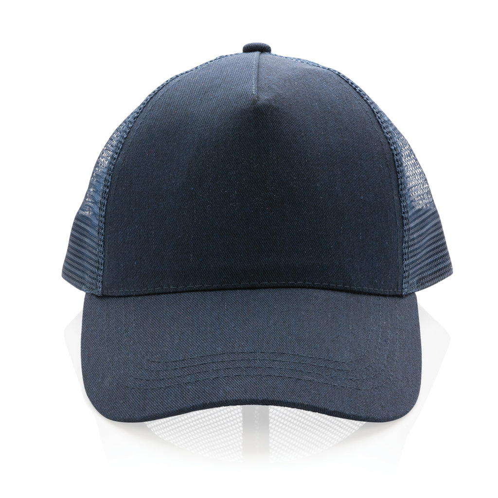 Impact AWARE™ Brushed rcotton 5 panel trucker cap 190gr - Navy