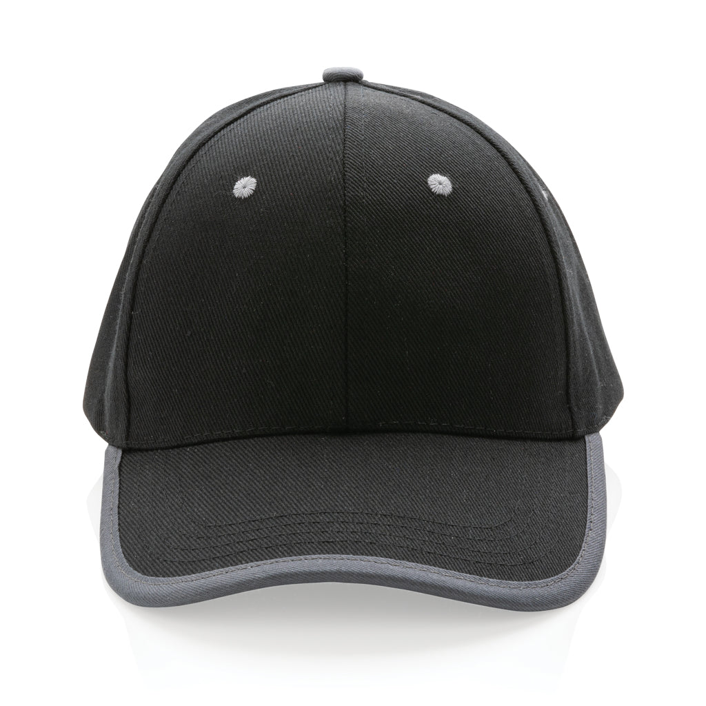 Impact AWARE™ Brushed rcotton 6 panel contrast cap 280gr - Black